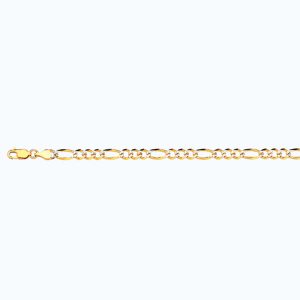14k 4.5mm Yellow Gold Solid Pave Figaro 22"