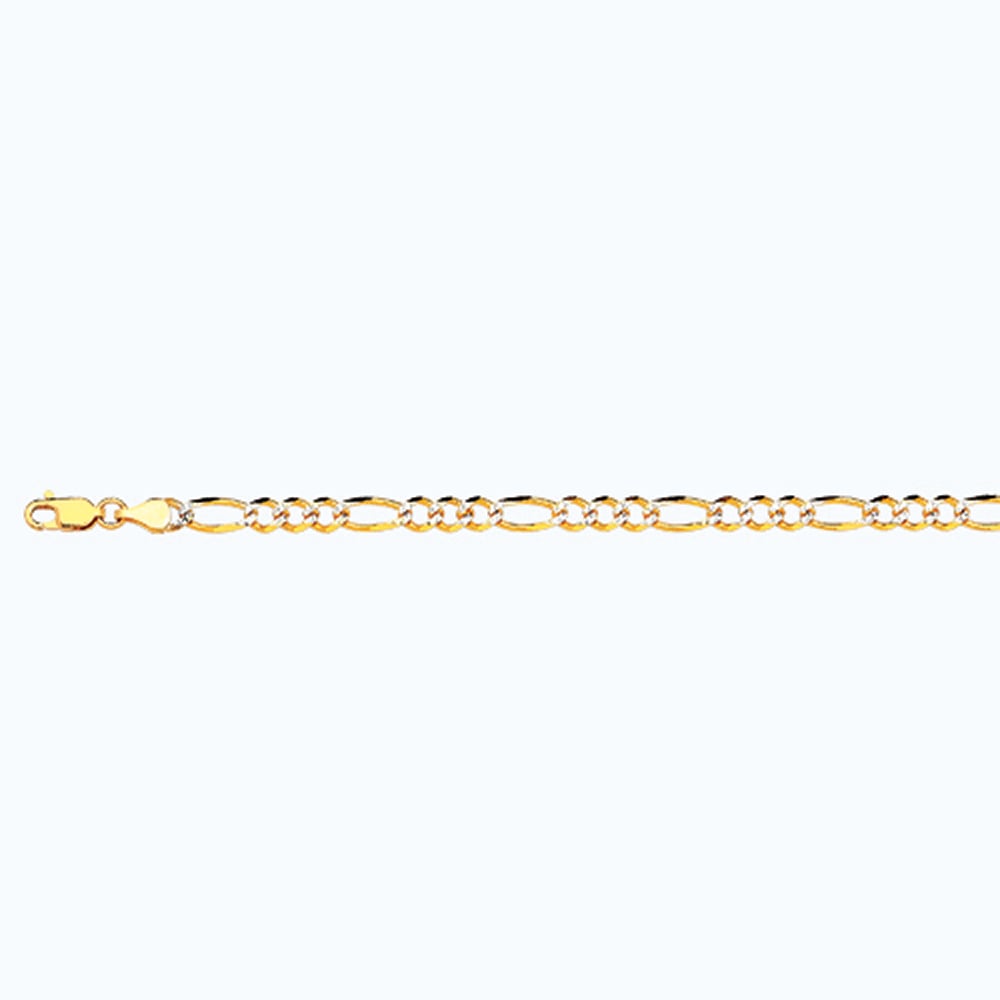 10k 4.5mm Yellow Gold Solid Pave Figaro 24"