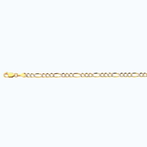 14k 3.5mm Yellow Gold Solid Pave Figaro 30"