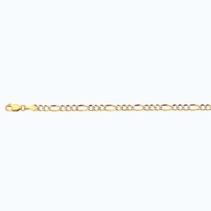 14k 3.5mm Yellow Gold Solid Pave Figaro 18"