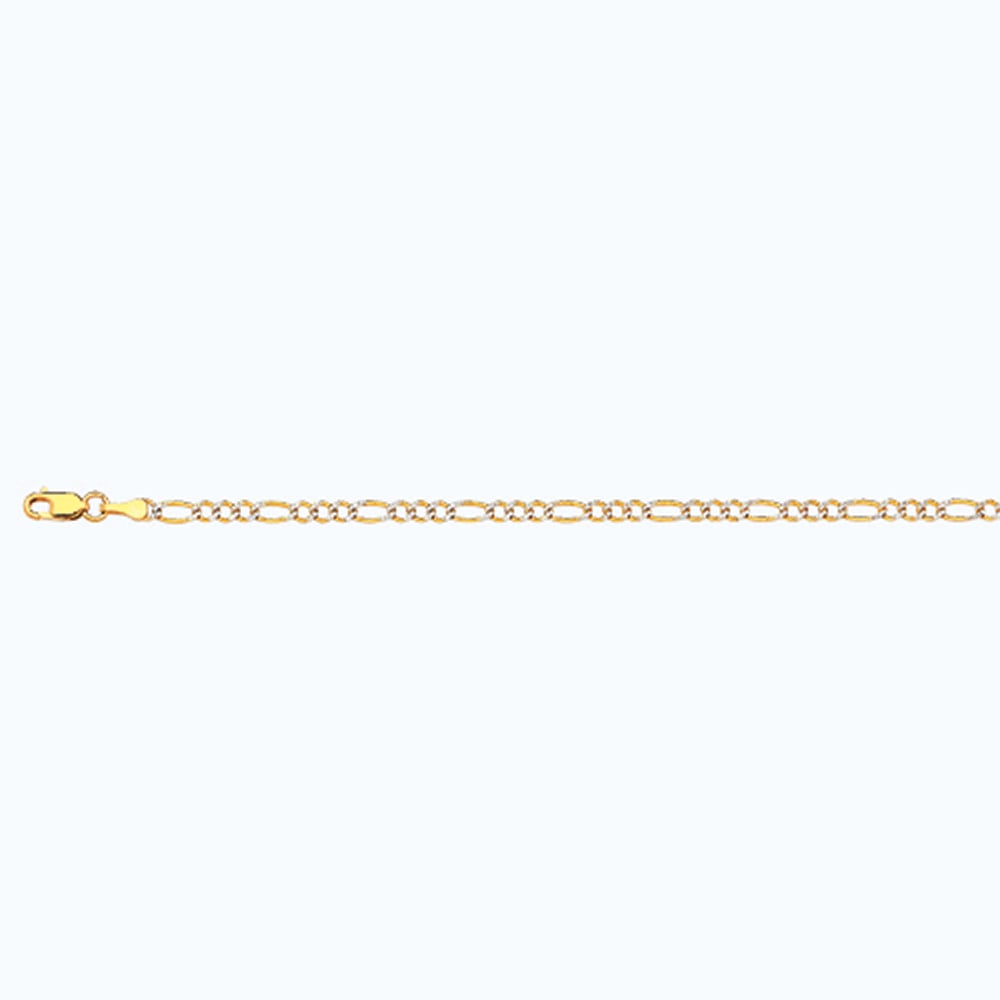 10k 2.5mm Yellow Gold Solid Pave Figaro 20"