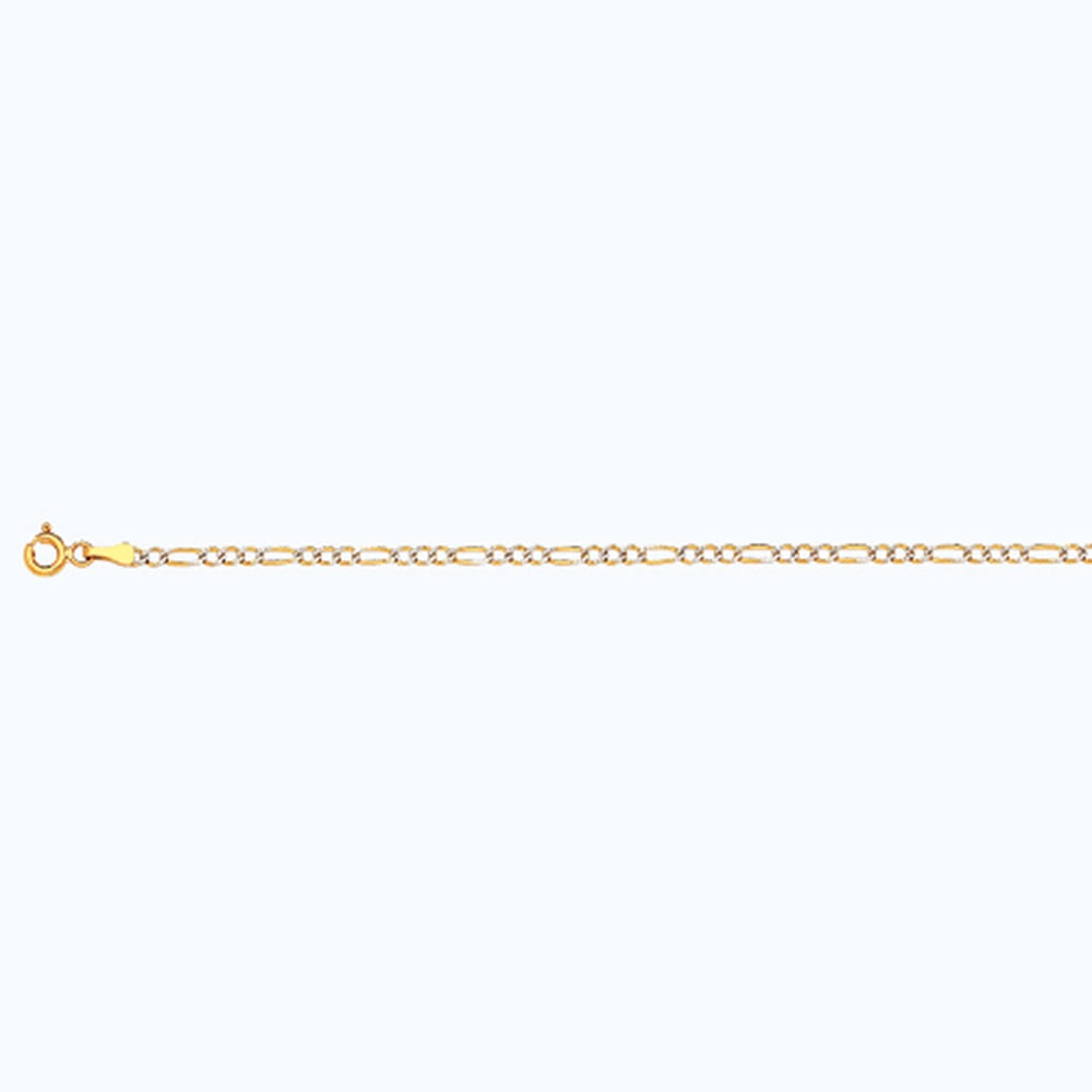 10k 2mm Yellow Gold Solid Pave Figaro 26"