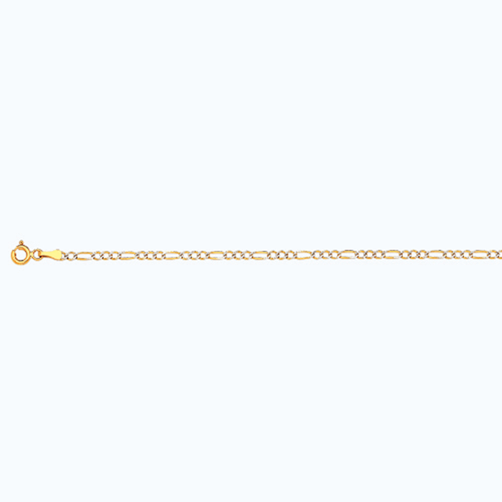 14k 2mm Yellow Gold Solid Pave Figaro 16"