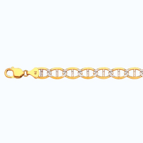 10k 11mm Yellow Gold Solid Pave Mariner 20"