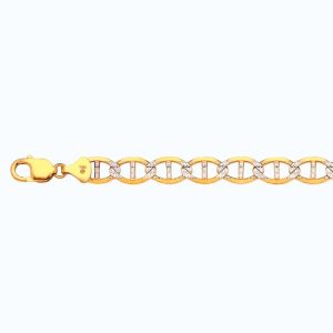 10k 11mm Yellow Gold Solid Pave Mariner 28"