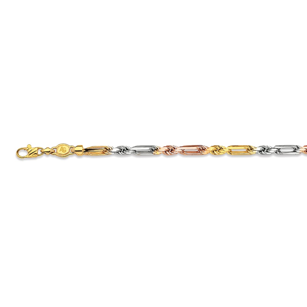 14k 4mm Tricolor Gold Solid Milano-figarope 18"