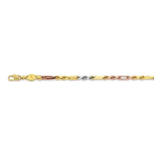 10k 3.5mm Tricolor Gold Solid Milano-figarope 30"