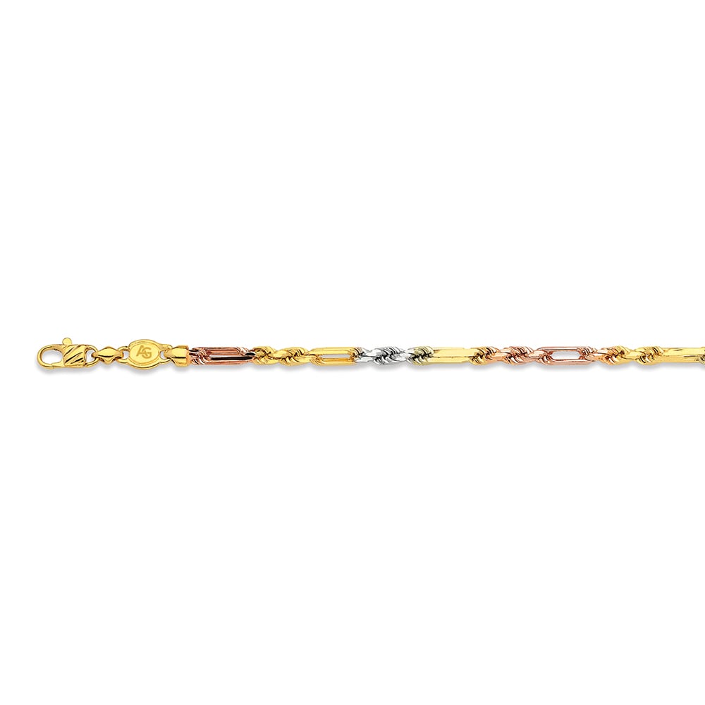 10k 3.5mm Tricolor Gold Solid Milano-figarope 30"