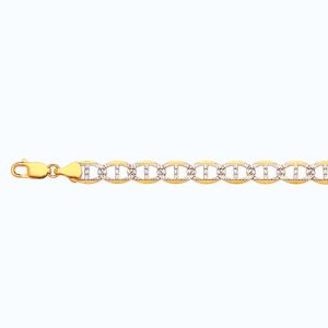 10k 9mm Yellow Gold Solid Pave Mariner 18"