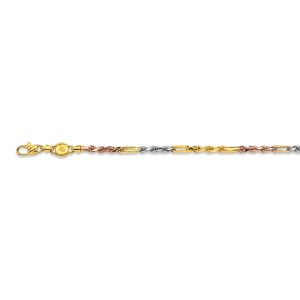 10k 3mm Tricolor Gold Solid Milano-figarope 16"