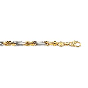 14K 7.5MM TWO-TONE GOLD SOLID MILANO-FIGAROPE 7"