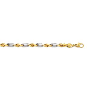 14K 5.5MM TWO-TONE GOLD SOLID MILANO-FIGAROPE 8"