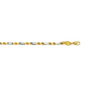 14K 4.5MM TWO-TONE GOLD SOLID MILANO-FIGAROPE 8.5"