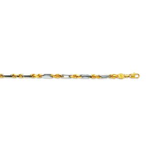 14K 4MM TWO-TONE GOLD SOLID MILANO-FIGAROPE 8"