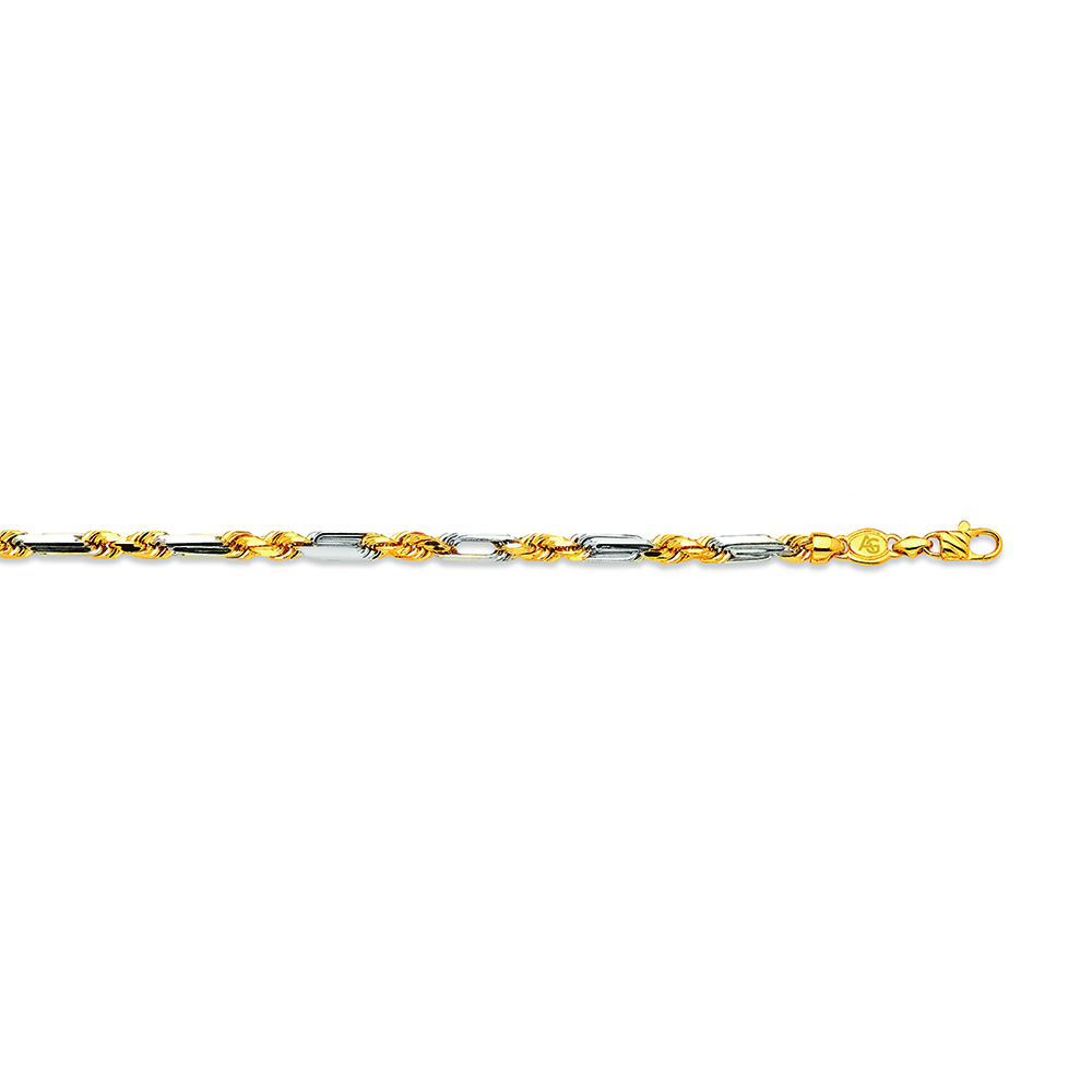 14k 4mm Two-tone Gold Solid Milano-figarope 8"