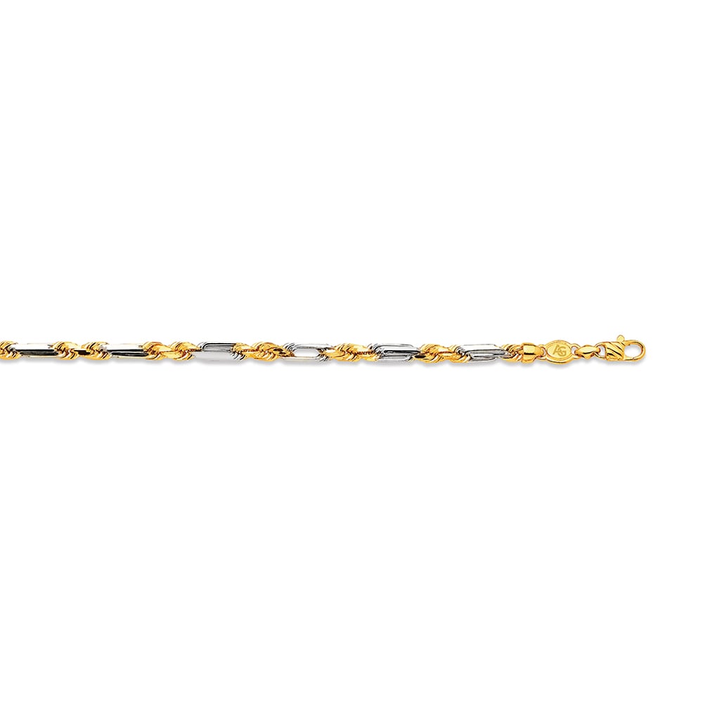 14k 4mm Two-tone Gold Solid Milano-figarope 9"