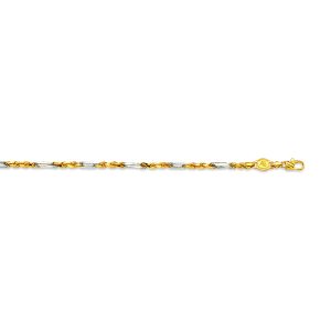 14K 3MM TWO-TONE GOLD SOLID MILANO-FIGAROPE 9"