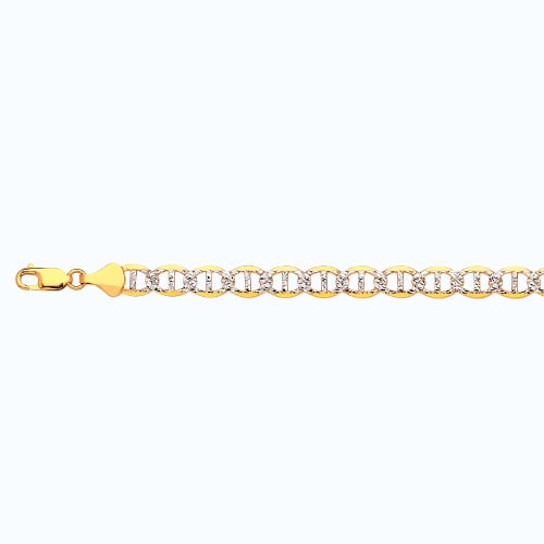10k 7.5mm Yellow Gold Solid Pave Mariner 20"