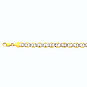 10k 7.5mm Yellow Gold Solid Pave Mariner 16"