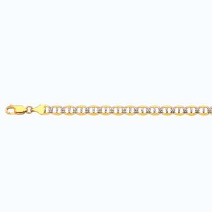 10k 6.5mm Yellow Gold Solid Pave Mariner 26"