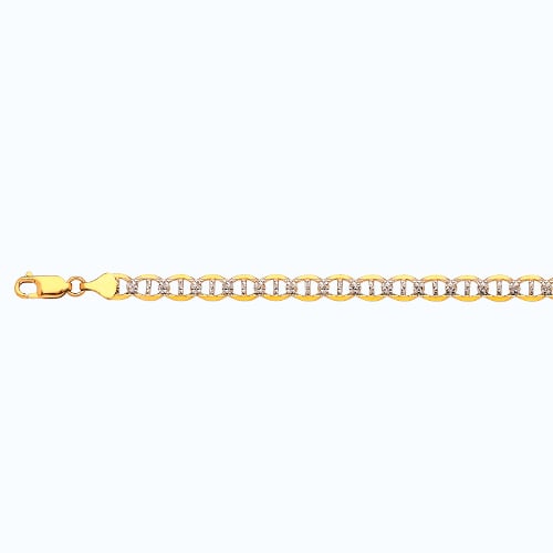 10k 6.5mm Yellow Gold Solid Pave Mariner 26"
