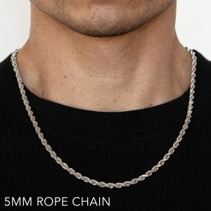 14k 5mm White Gold Solid Dc Rope 24"
