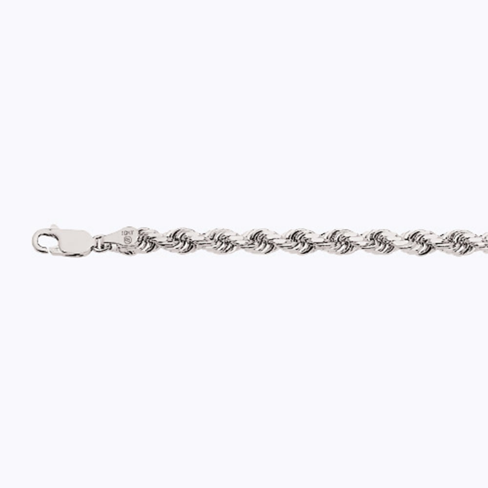 14k 5mm White Gold Solid Dc Rope 28" - Image 2