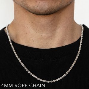 14k 4mm White Gold Solid Dc Rope 16"