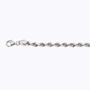 18K 4MM WHITE GOLD SOLID DC ROPE 8.5"