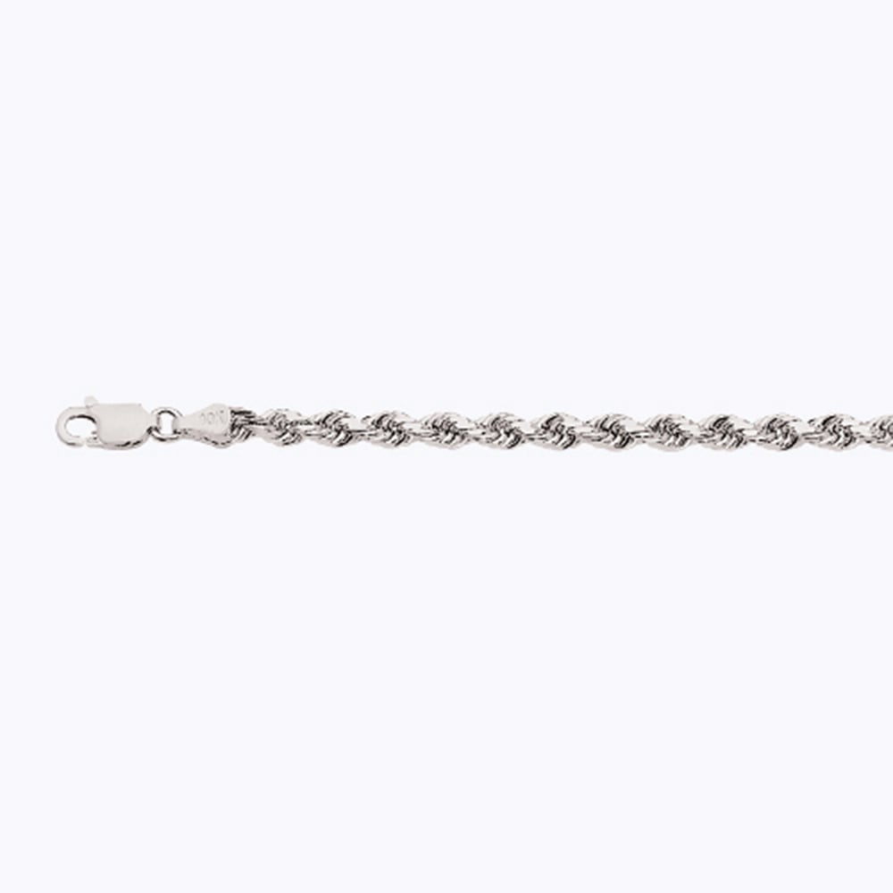 10k 3.5mm White Gold Solid Dc Rope 18" - Image 2