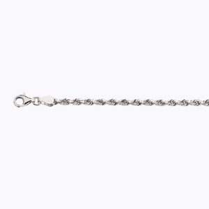 18K 3MM WHITE GOLD SOLID DC ROPE 9"