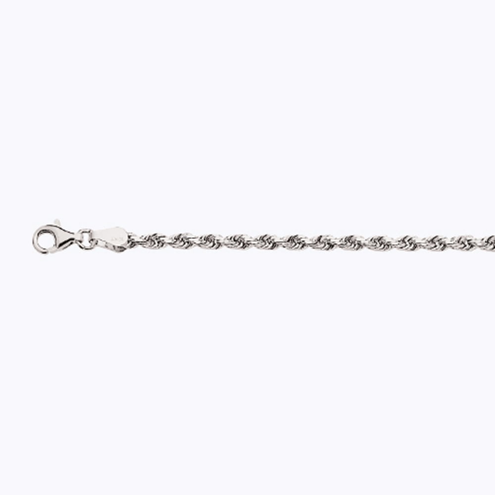 10k 3mm White Gold Solid Dc Rope 22" - Image 2