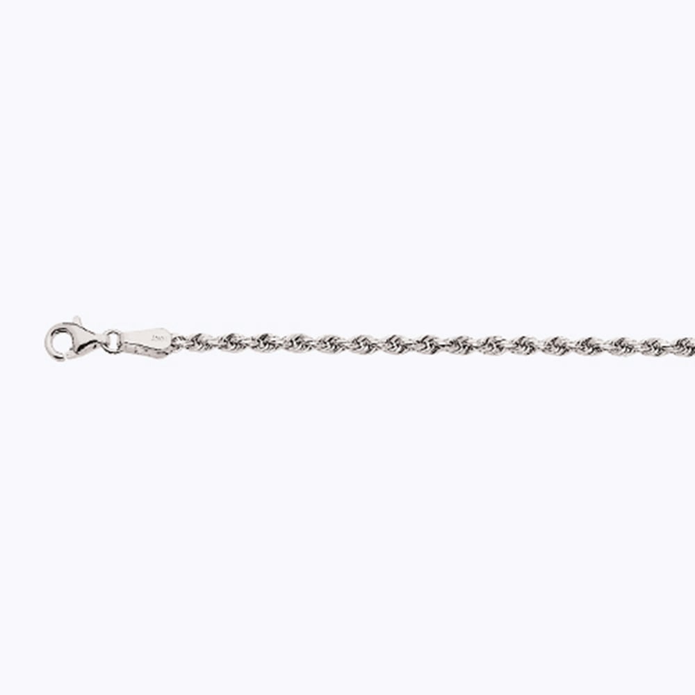 10k 2.5mm White Gold Solid Dc Rope 26" - Image 2
