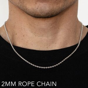 14K 2mm Solid Diamond Cut Rope 30"