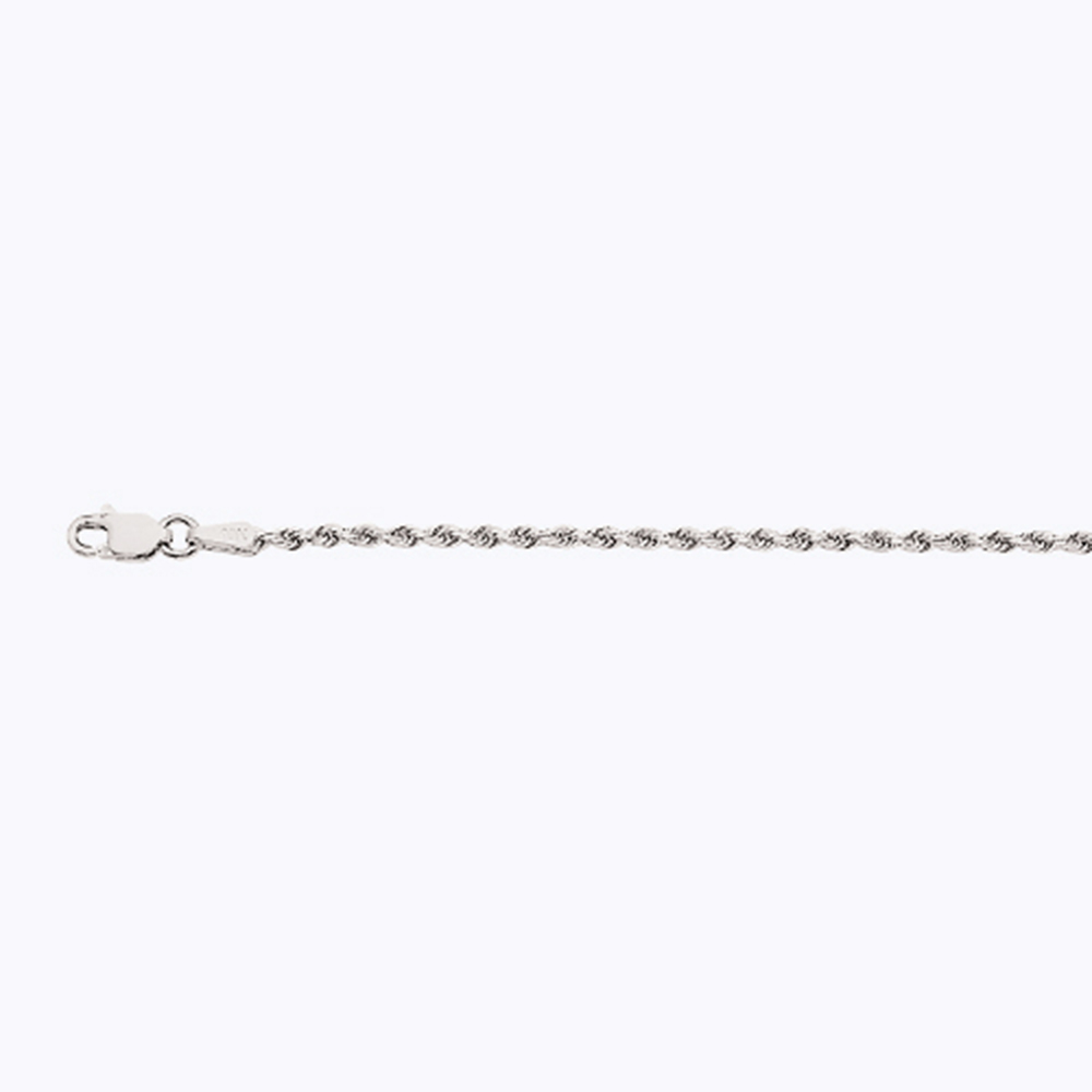 10k 2mm White Gold Solid Dc Rope 16" - Image 2