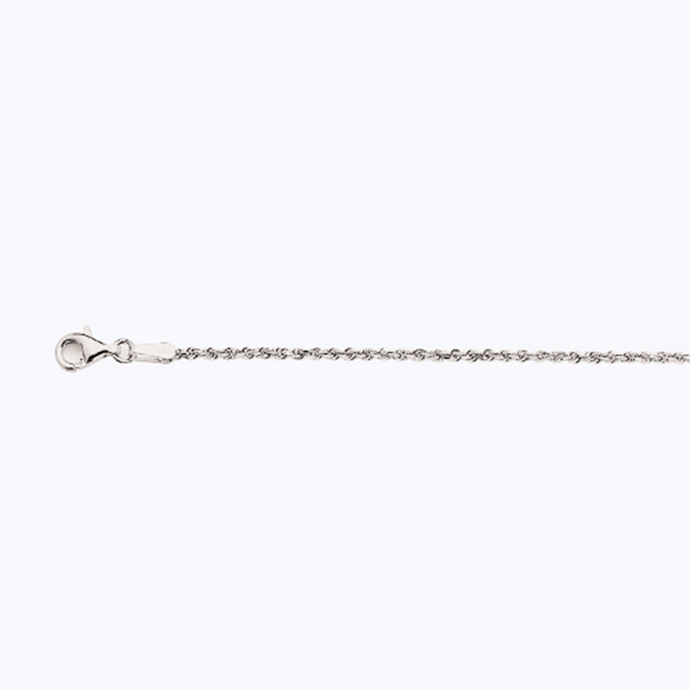 14k 1.5mm White Gold Solid Dc Rope 28" - Image 2