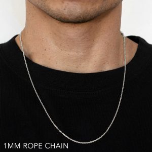 14k 1mm White Gold Solid Dc Rope 28"