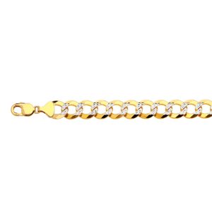 10k 14mm Yellow Gold Solid Pave Curb 24"
