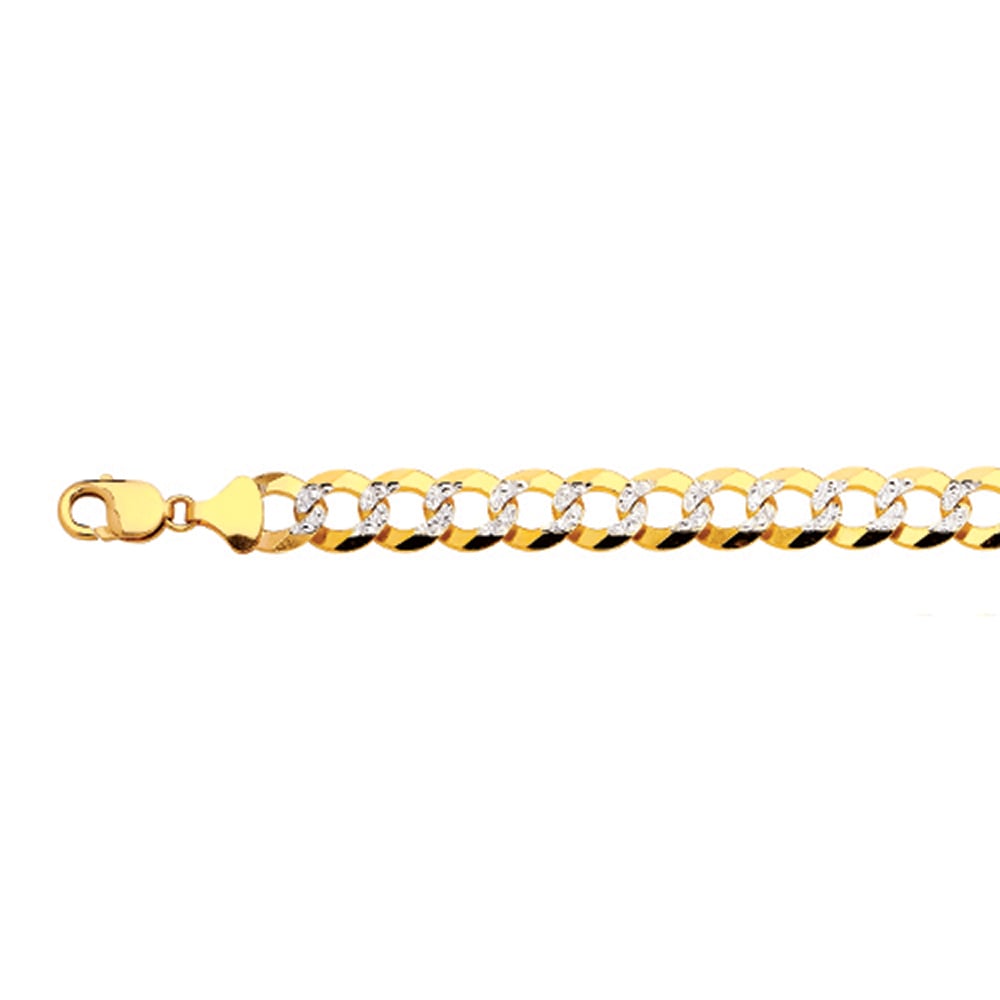 10k 13mm Yellow Gold Solid Pave Curb 22" - Image 2