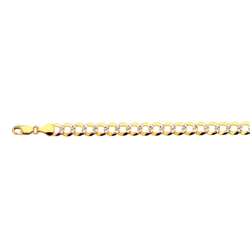 10k 8mm Yellow Gold Solid Pave Curb 20"
