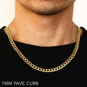 14K 7mm Solid Pave Curb 18"