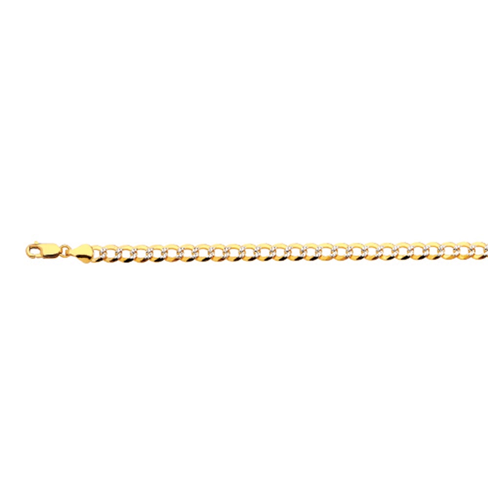 14k 5.5mm Yellow Gold Solid Pave Curb 18" - Image 3
