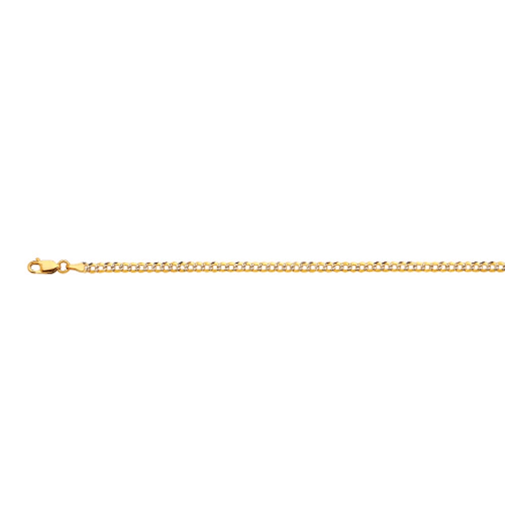 14k 3mm Yellow Gold Solid Pave Curb 30" - Image 2