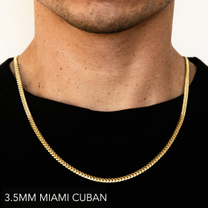 10k 3.5mm Yellow Gold Solid Miami Cuban 18"