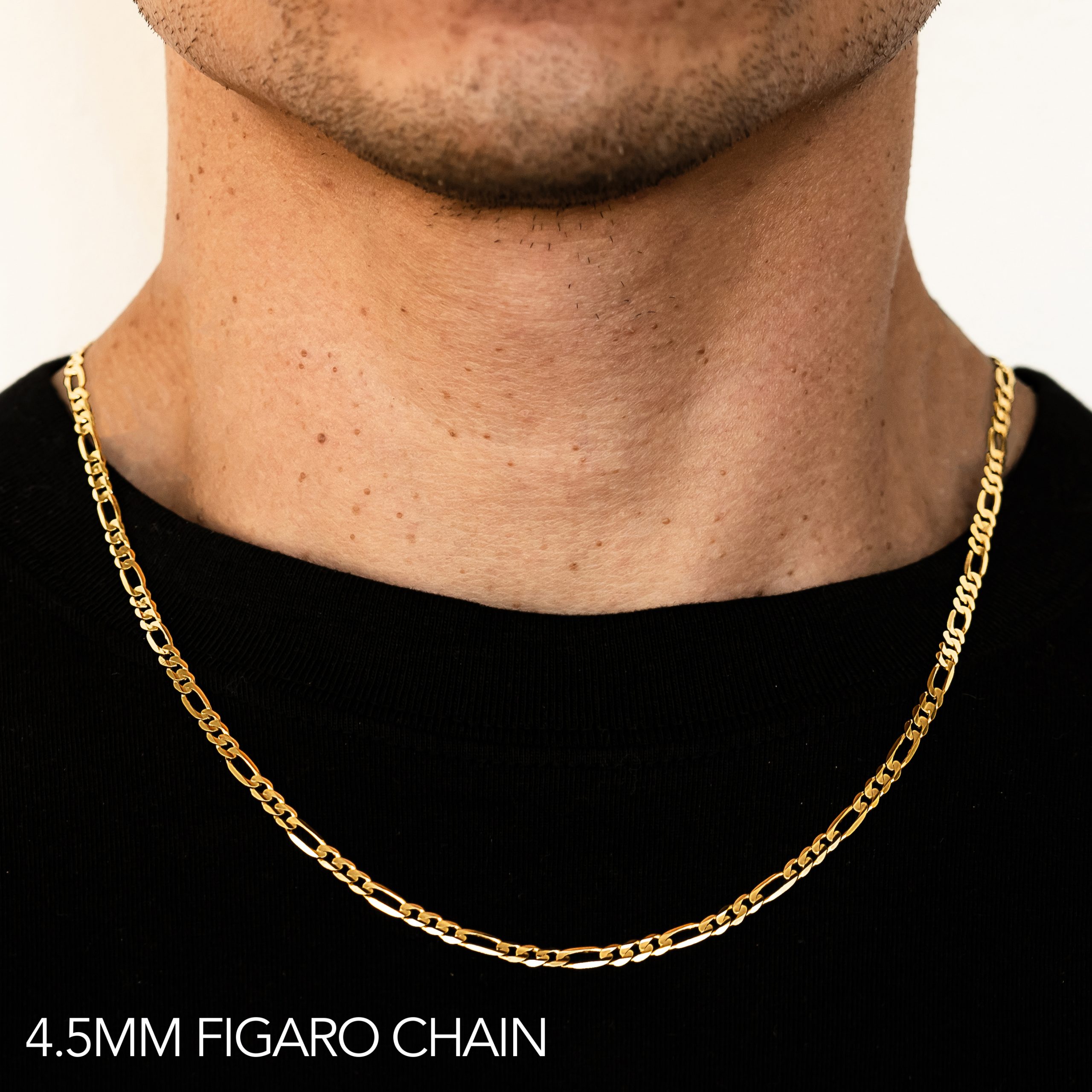 10k 4.5mm Yellow Gold Solid Figaro 24"