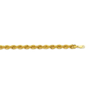 10k 7.5mm Yellow Gold Hollow Quint Rope 30"