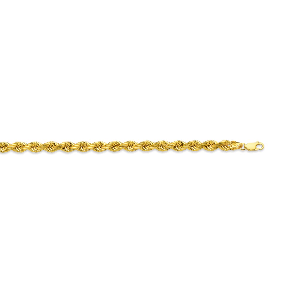 14k 6mm Yellow Gold Hollow Quint Rope 9"