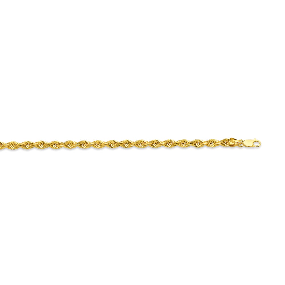 14k 5mm Yellow Gold Hollow Quint Rope 7"