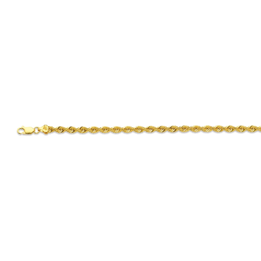 10k 4.5mm Yellow Gold Hollow Quint Rope 28"