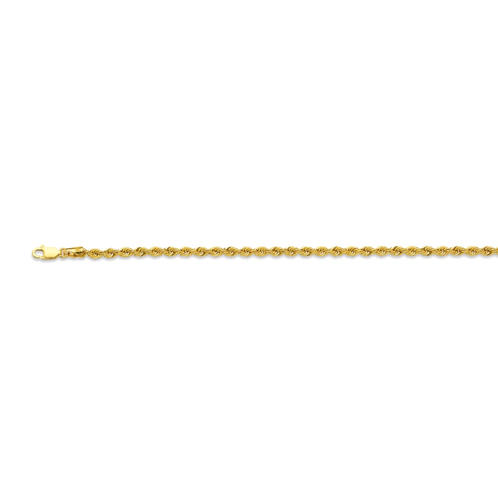 14k 3.3mm Yellow Gold Hollow Quint Rope 7"